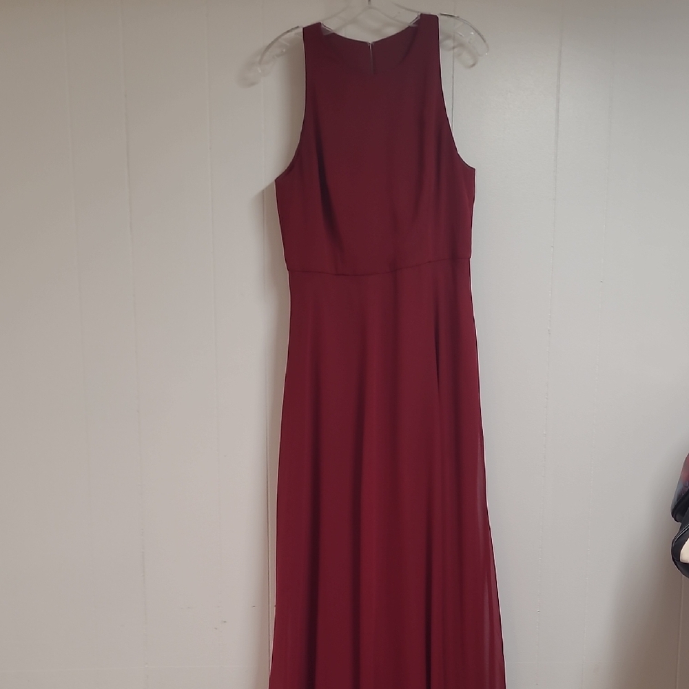 Thread Maxi Dress Sleeveless Keyhole Back Burgundy Sz 12 Bridesmaid Ready!